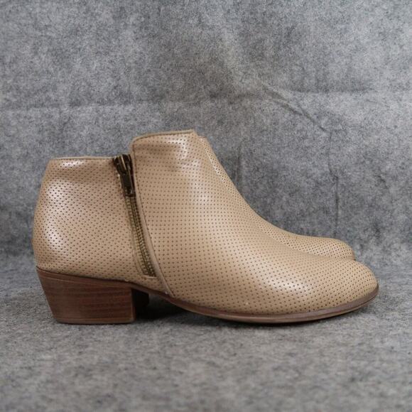 Espirit Shoes Womens 9 Booties Fashion Block Heel Perforated Double Zip Tara Tan - Picture 2 of 15